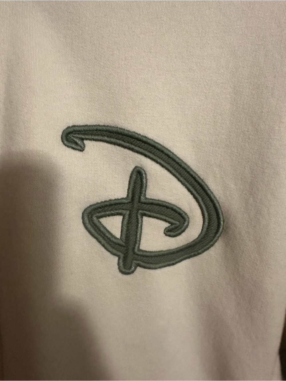 Disney Cream Full-Zip Hoodie with olive Green Logo - Picture 2 of 7